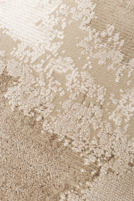 RIVERA RVR 03 BEIGE  Modern ve Klasik Desenli Yüksek Alçak Çift Boyutlu Dokumaya Sahip Yumuşak Tuşeli Makine Halısı
