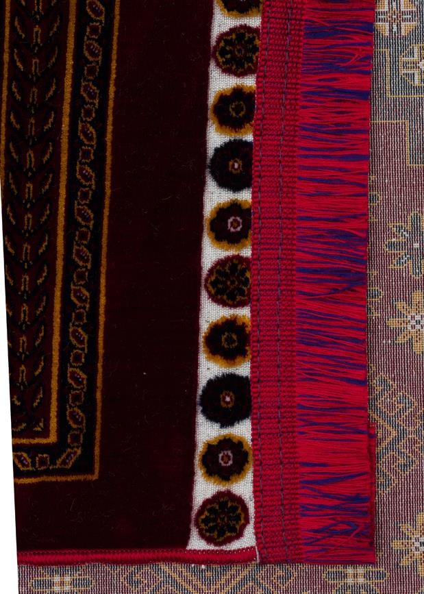SATEEN AFGHAN SFG 01 RED  Yıkanabilir Afgan Desenli Hav Toz Vermeyen Kaymaz Tabanlı Sık Dokuma Halı
