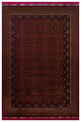 SATEEN AFGHAN SFG 01 RED  Yıkanabilir Afgan Desenli Hav Toz Vermeyen Kaymaz Tabanlı Sık Dokuma Halı