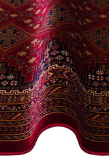 SATEEN AFGHAN SFG 01 RED  Yıkanabilir Afgan Desenli Hav Toz Vermeyen Kaymaz Tabanlı Sık Dokuma Halı