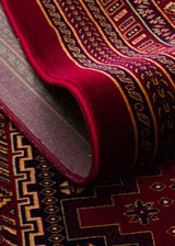 SATEEN AFGHAN SFG 01 RED  Yıkanabilir Afgan Desenli Hav Toz Vermeyen Kaymaz Tabanlı Sık Dokuma Halı