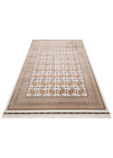 SATEEN AFGHAN SFG 02 BEIGE  Yıkanabilir Afgan Desenli Hav Toz Vermeyen Kaymaz Tabanlı Sık Dokuma Halı