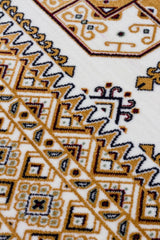 SATEEN AFGHAN SFG 02 BEIGE  Yıkanabilir Afgan Desenli Hav Toz Vermeyen Kaymaz Tabanlı Sık Dokuma Halı