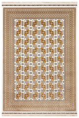 SATEEN AFGHAN SFG 02 BEIGE  Yıkanabilir Afgan Desenli Hav Toz Vermeyen Kaymaz Tabanlı Sık Dokuma Halı