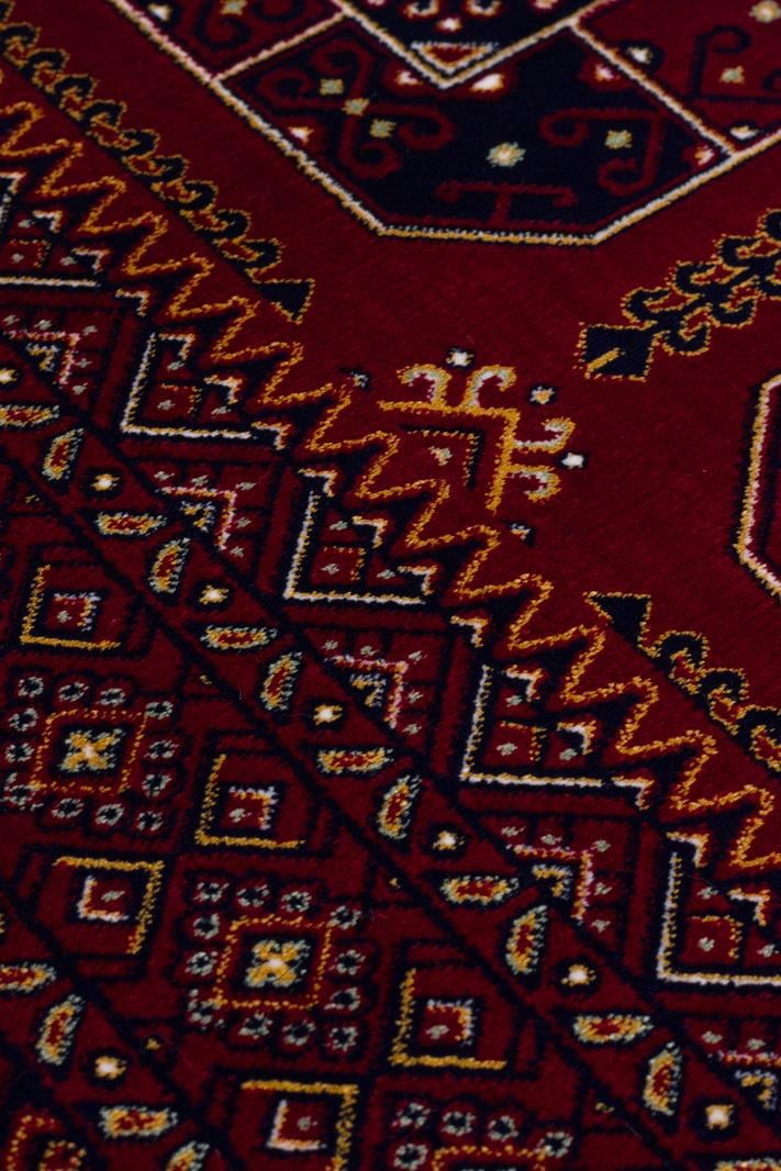 SATEEN AFGHAN SFG 02 RED  Yıkanabilir Afgan Desenli Hav Toz Vermeyen Kaymaz Tabanlı Sık Dokuma Halı