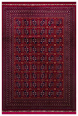 SATEEN AFGHAN SFG 02 RED  Yıkanabilir Afgan Desenli Hav Toz Vermeyen Kaymaz Tabanlı Sık Dokuma Halı