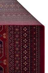 SATEEN AFGHAN SFG 02 RED  Yıkanabilir Afgan Desenli Hav Toz Vermeyen Kaymaz Tabanlı Sık Dokuma Halı