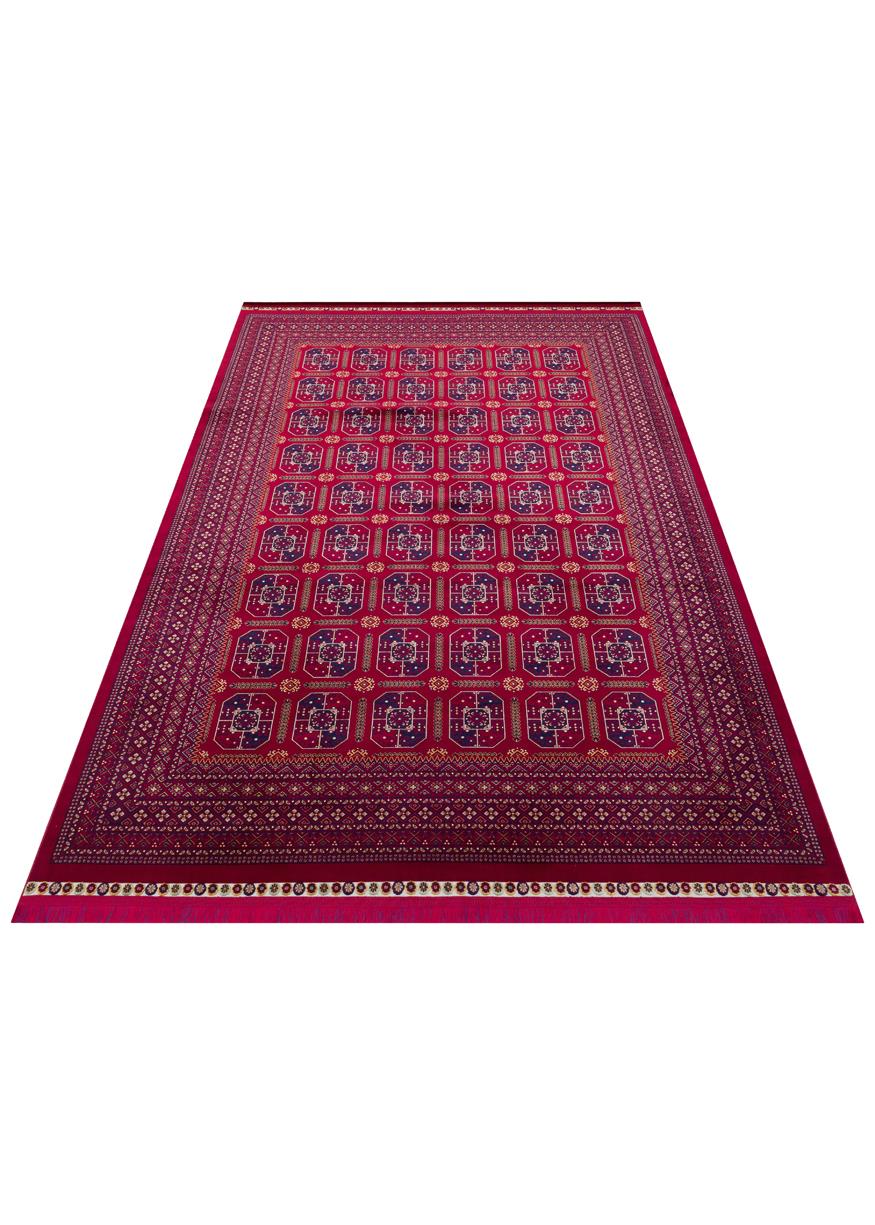 SATEEN AFGHAN SFG 02 RED  Yıkanabilir Afgan Desenli Hav Toz Vermeyen Kaymaz Tabanlı Sık Dokuma Halı