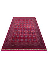 SATEEN AFGHAN SFG 02 RED  Yıkanabilir Afgan Desenli Hav Toz Vermeyen Kaymaz Tabanlı Sık Dokuma Halı