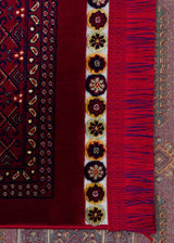 SATEEN AFGHAN SFG 02 RED  Yıkanabilir Afgan Desenli Hav Toz Vermeyen Kaymaz Tabanlı Sık Dokuma Halı