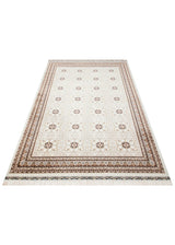 SATEEN AFGHAN SFG 03 BEIGE  Yıkanabilir Afgan Desenli Hav Toz Vermeyen Kaymaz Tabanlı Sık Dokuma Halı