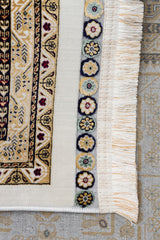 SATEEN AFGHAN SFG 03 BEIGE  Yıkanabilir Afgan Desenli Hav Toz Vermeyen Kaymaz Tabanlı Sık Dokuma Halı