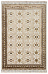 SATEEN AFGHAN SFG 03 BEIGE  Yıkanabilir Afgan Desenli Hav Toz Vermeyen Kaymaz Tabanlı Sık Dokuma Halı