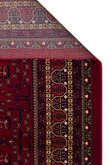 SATEEN AFGHAN SFG 03 RED  Yıkanabilir Afgan Desenli Hav Toz Vermeyen Kaymaz Tabanlı Sık Dokuma Halı