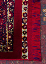 SATEEN AFGHAN SFG 03 RED  Yıkanabilir Afgan Desenli Hav Toz Vermeyen Kaymaz Tabanlı Sık Dokuma Halı