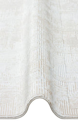 SATEEN ST 109 CREAM BEIGE  Yıkanabilir Kaymaz Tabanlı Hav Vermez Sık Dokuma Modern Halı