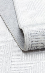 SATEEN ST 109 CREAM GREY  Yıkanabilir Kaymaz Tabanlı Hav Vermez Sık Dokuma Modern Halı
