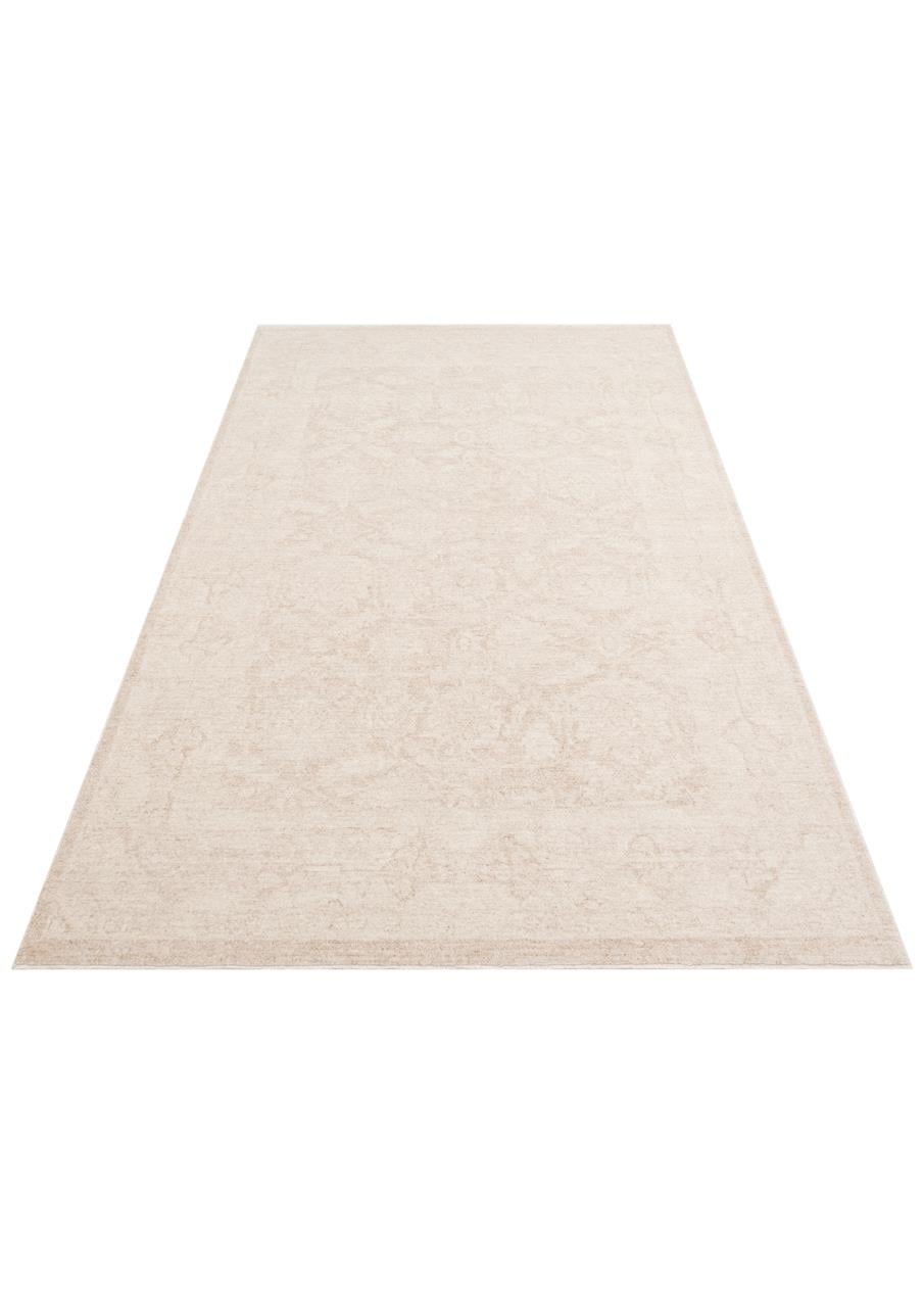 SHIRAZ SHR 01 CREAM  Vintage Eskitme Desenli Modern Yumuşak Dokulu Makine Halısı