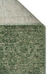 SHIRAZ SHR 02 GREEN  Vintage Eskitme Desenli Modern Yumuşak Dokulu Makine Halısı