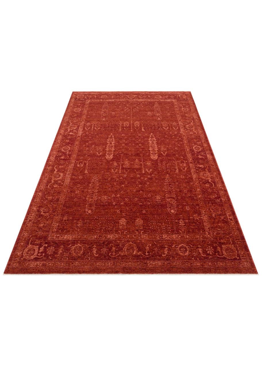 SHIRAZ SHR 03 RED  Vintage Eskitme Desenli Modern Yumuşak Dokulu Makine Halısı