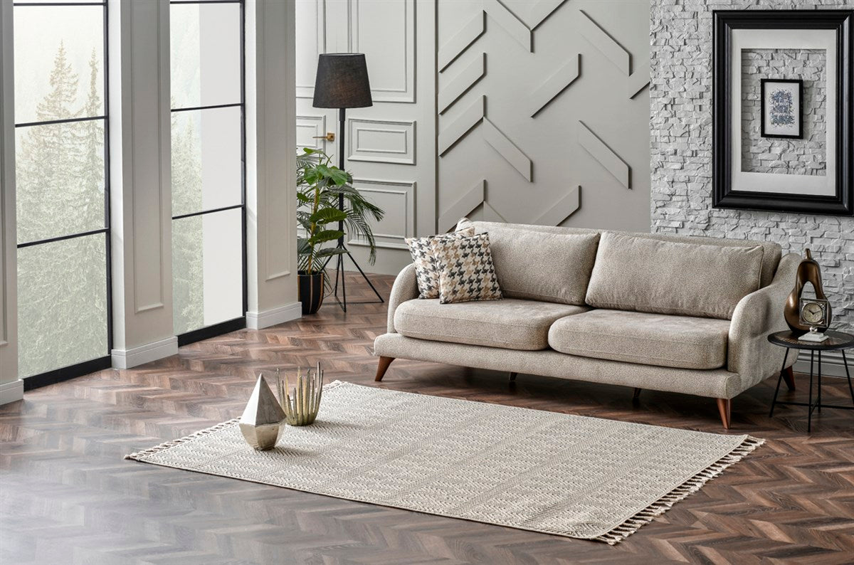 SOHO SH 01 BEIGE  Hav Toz Vermez Hasır Dokuma Modern Makine Halısı