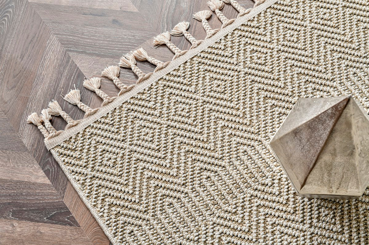 SOHO SH 01 BEIGE  Hav Toz Vermez Hasır Dokuma Modern Makine Halısı