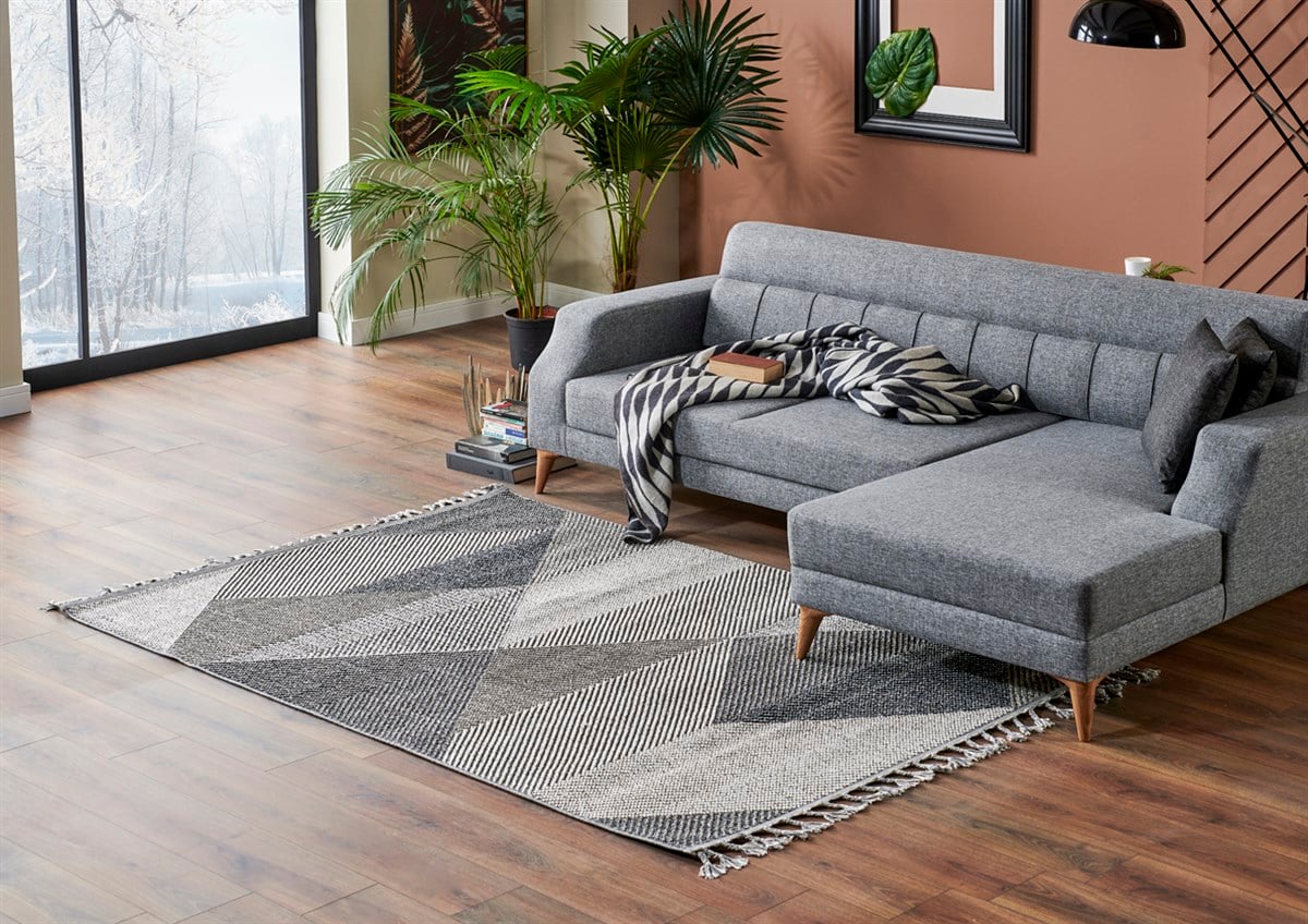 SOHO SH 08 GREY MULTY  Hav Toz Vermez Hasır Dokuma Modern Makine Halısı