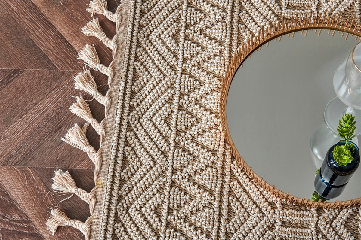SOHO SH 14 BEIGE  Hav Toz Vermez Hasır Dokuma Modern Makine Halısı