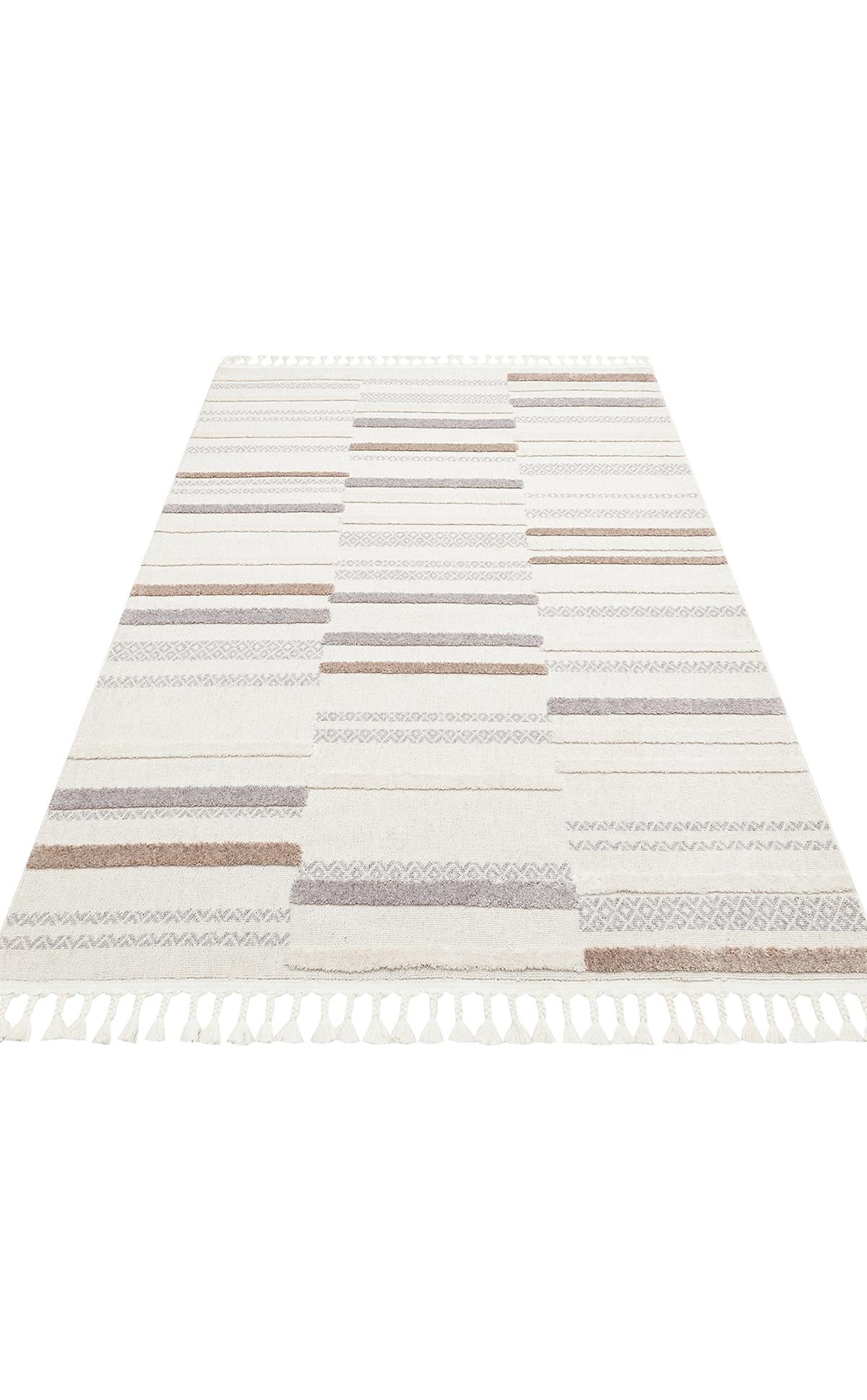 TERAZZO TRZ 01 WHITE GREY  Hav Toz Vermez Yumuşak Dokulu Etnik Örgü Desenlere Sahip Modern İskindinav Halı