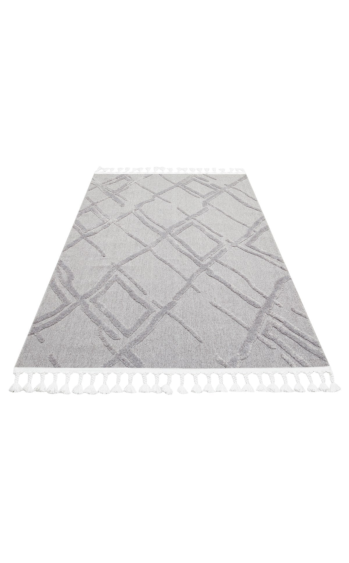 TERAZZO TRZ 03 GREY  Hav Toz Vermez Yumuşak Dokulu Etnik Örgü Desenlere Sahip Modern İskindinav Halı