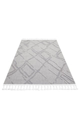 TERAZZO TRZ 03 GREY  Hav Toz Vermez Yumuşak Dokulu Etnik Örgü Desenlere Sahip Modern İskindinav Halı