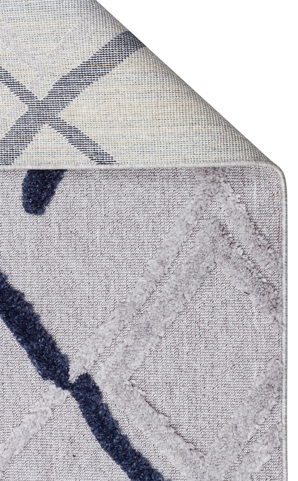 TERAZZO TRZ 03 GREY NAVY  Hav Toz Vermez Yumuşak Dokulu Etnik Örgü Desenlere Sahip Modern İskindinav Halı