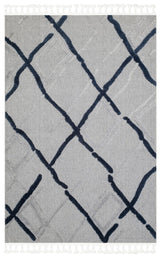 TERAZZO TRZ 03 GREY NAVY  Hav Toz Vermez Yumuşak Dokulu Etnik Örgü Desenlere Sahip Modern İskindinav Halı