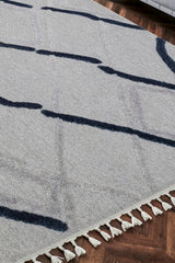TERAZZO TRZ 03 GREY NAVY  Hav Toz Vermez Yumuşak Dokulu Etnik Örgü Desenlere Sahip Modern İskindinav Halı