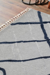 TERAZZO TRZ 03 GREY NAVY  Hav Toz Vermez Yumuşak Dokulu Etnik Örgü Desenlere Sahip Modern İskindinav Halı