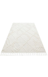 TERAZZO TRZ 03 WHITE  Hav Toz Vermez Yumuşak Dokulu Etnik Örgü Desenlere Sahip Modern İskindinav Halı