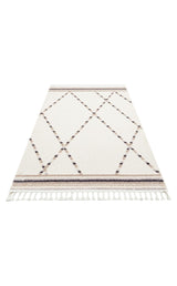 TERAZZO TRZ 04 WHITE BEIGE  Hav Toz Vermez Yumuşak Dokulu Etnik Örgü Desenlere Sahip Modern İskindinav Halı
