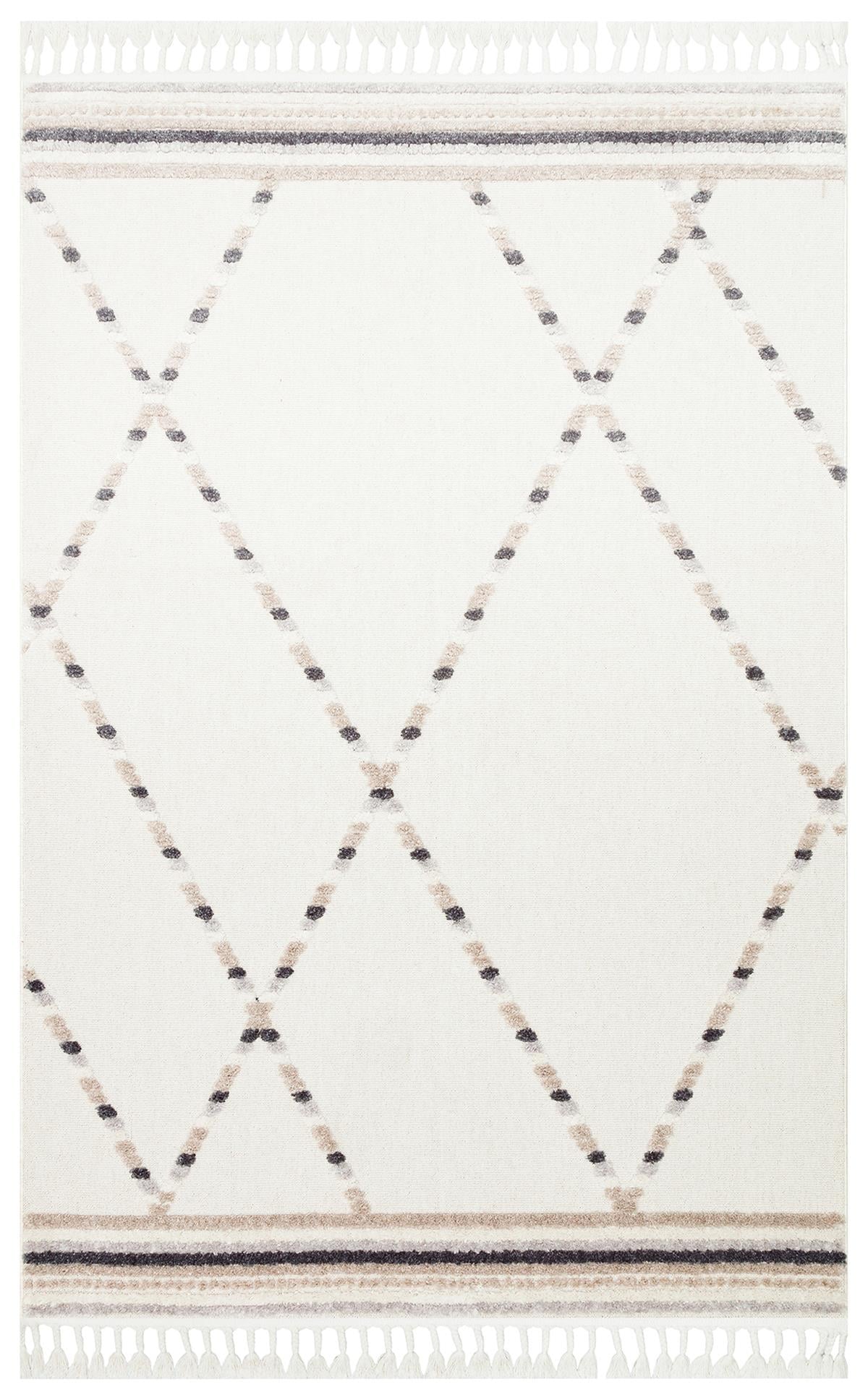 TERAZZO TRZ 04 WHITE BEIGE  Hav Toz Vermez Yumuşak Dokulu Etnik Örgü Desenlere Sahip Modern İskindinav Halı