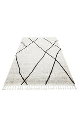 TERAZZO TRZ 07 WHITE BLACK  Hav Toz Vermez Yumuşak Dokulu Etnik Örgü Desenlere Sahip Modern İskindinav Halı