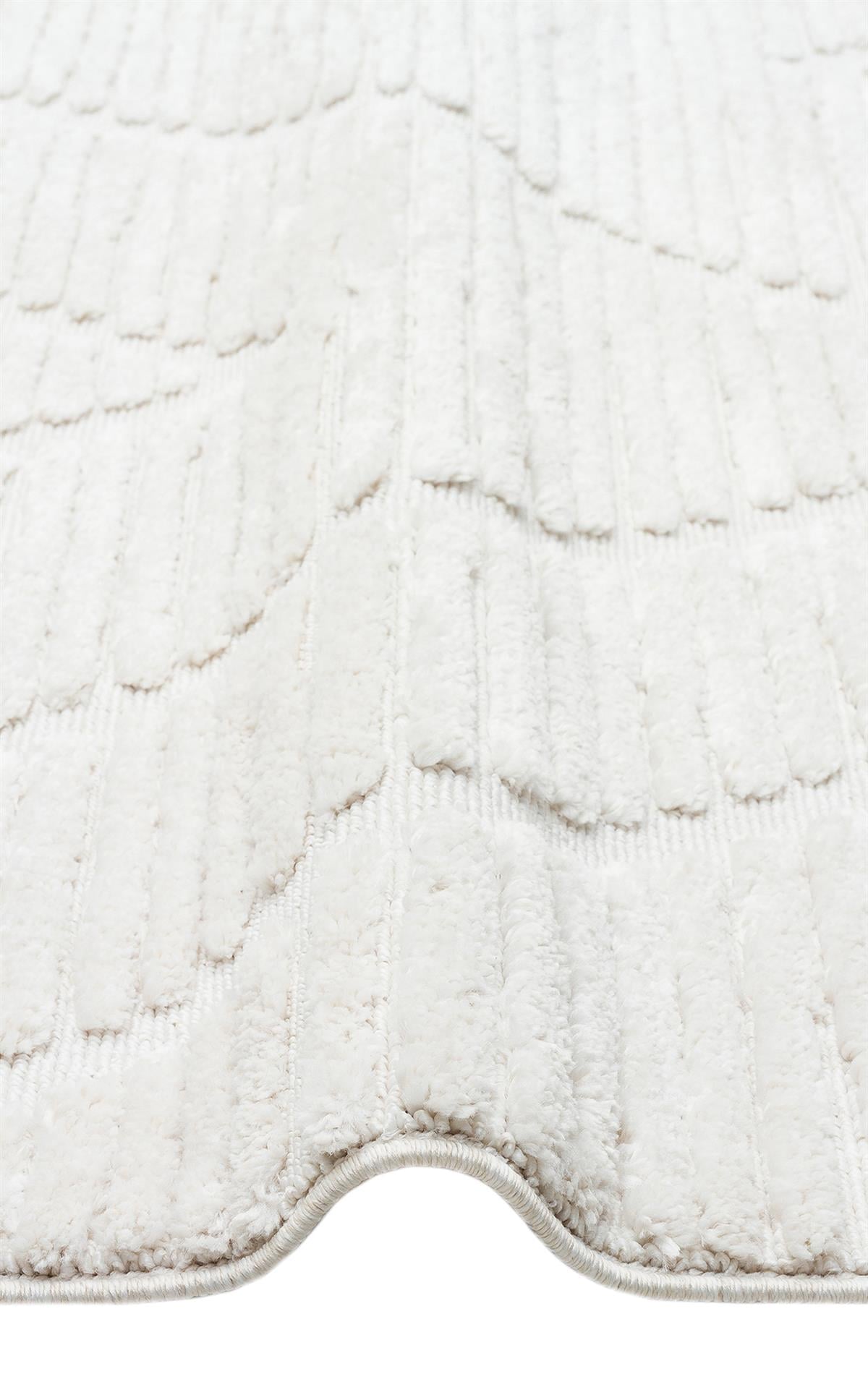 TERAZZO TRZ 08 WHITE  Hav Toz Vermez Yumuşak Dokulu Etnik Örgü Desenlere Sahip Modern İskindinav Halı
