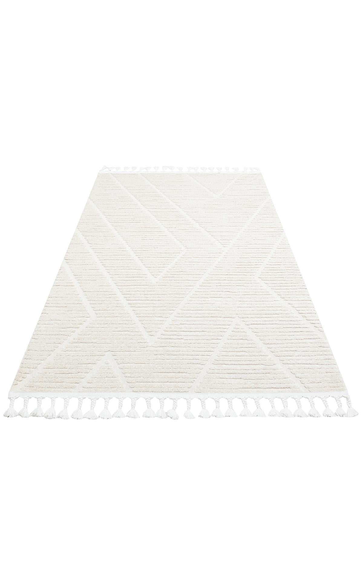 TERAZZO TRZ 08 WHITE  Hav Toz Vermez Yumuşak Dokulu Etnik Örgü Desenlere Sahip Modern İskindinav Halı