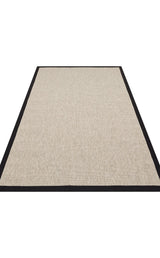 VENTURA VNT 2703 L.BEIGE BRD BLACK  İç ve Dış Mekan Kullanımına Uygun Hav Vermeyen Kolay Temizlenebilir Sisal Görünümlü Halı