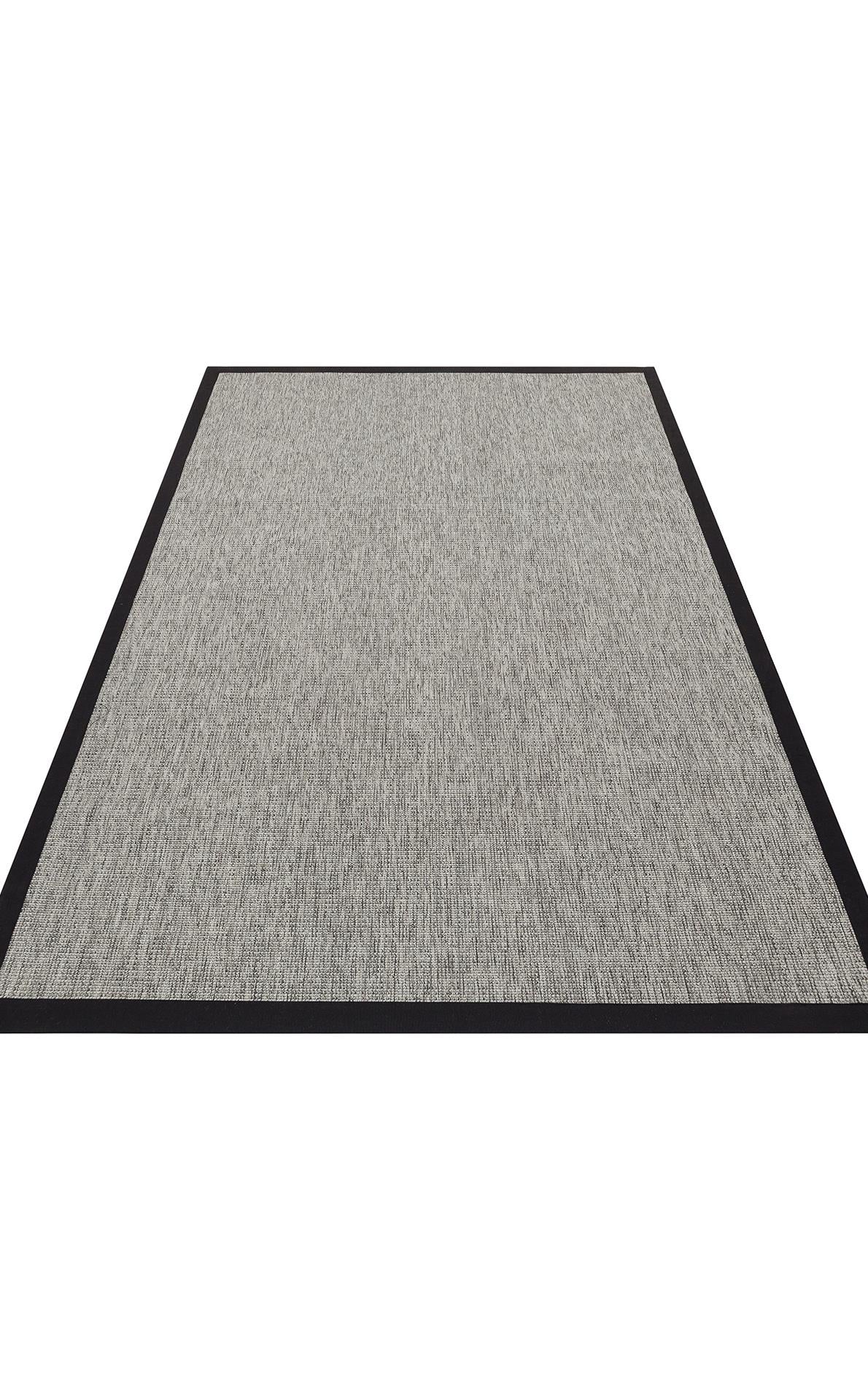 VENTURA SISAL VNT 2705 GREY BRD BLACK  İç ve Dış Mekan Kullanımına Uygun Hav Vermeyen Kolay Temizlenebilir Sisal Görünümlü Halı