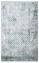 VERONA VR 10 CREAM GREY XW  Yumuşak İpeksi Tuşeli Yüksek Alçak Oymalı Modern İnce Makine Halısı