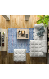 ZARA ZR 06 BLUE  Otantik Desenli Özel Hav Vermeyen ve Kolay Temizlenebilir Tensel Kullanılarak El Emeği ile Özel Tezgahlarda Üretilen Modern Uşak Halısı