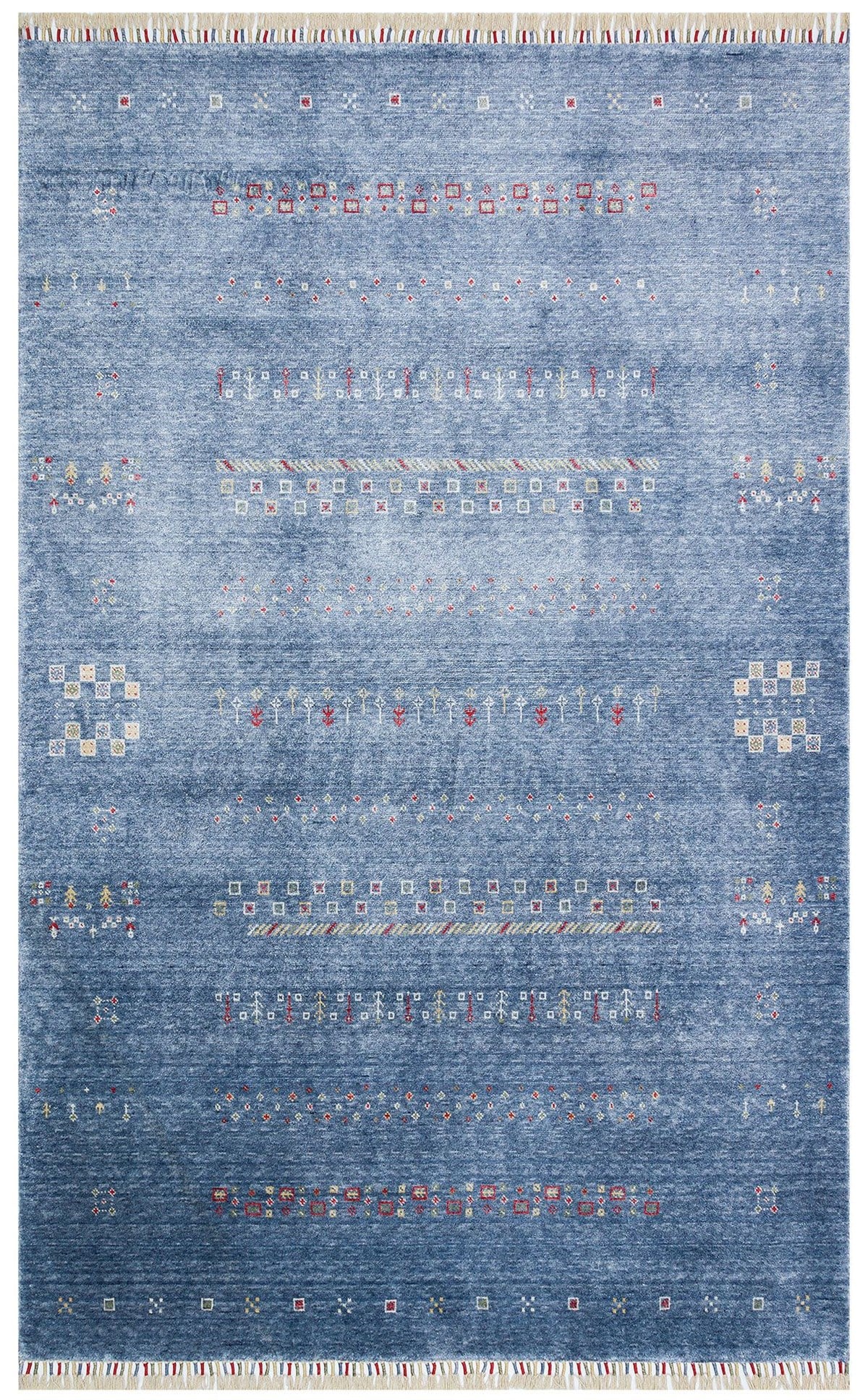 ZARA ZR 06 BLUE  Otantik Desenli Özel Hav Vermeyen ve Kolay Temizlenebilir Tensel Kullanılarak El Emeği ile Özel Tezgahlarda Üretilen Modern Uşak Halısı