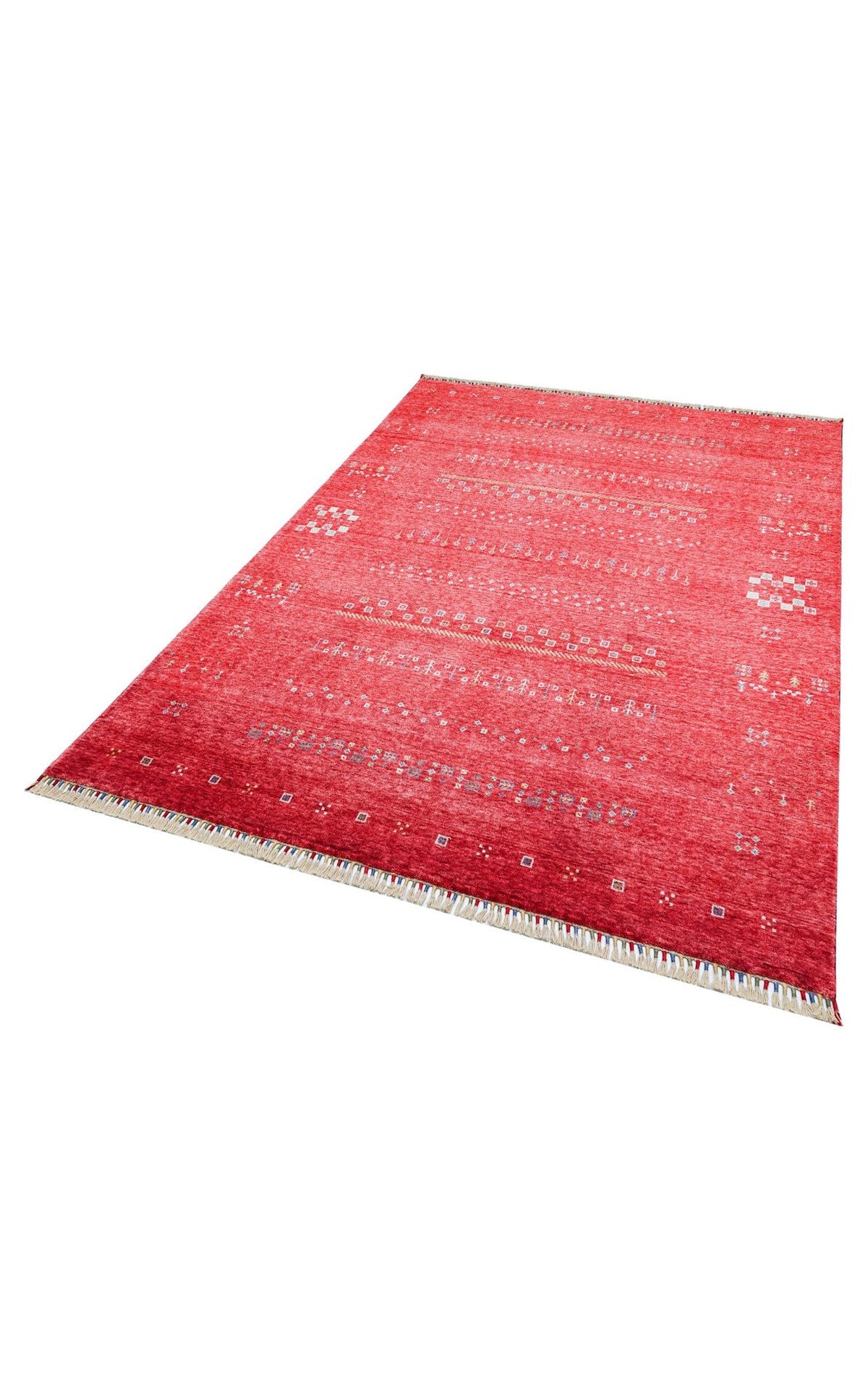 ZARA ZR 06 RED  Otantik Desenli Özel Hav Vermeyen ve Kolay Temizlenebilir Tensel Kullanılarak El Emeği ile Özel Tezgahlarda Üretilen Modern Uşak Halısı