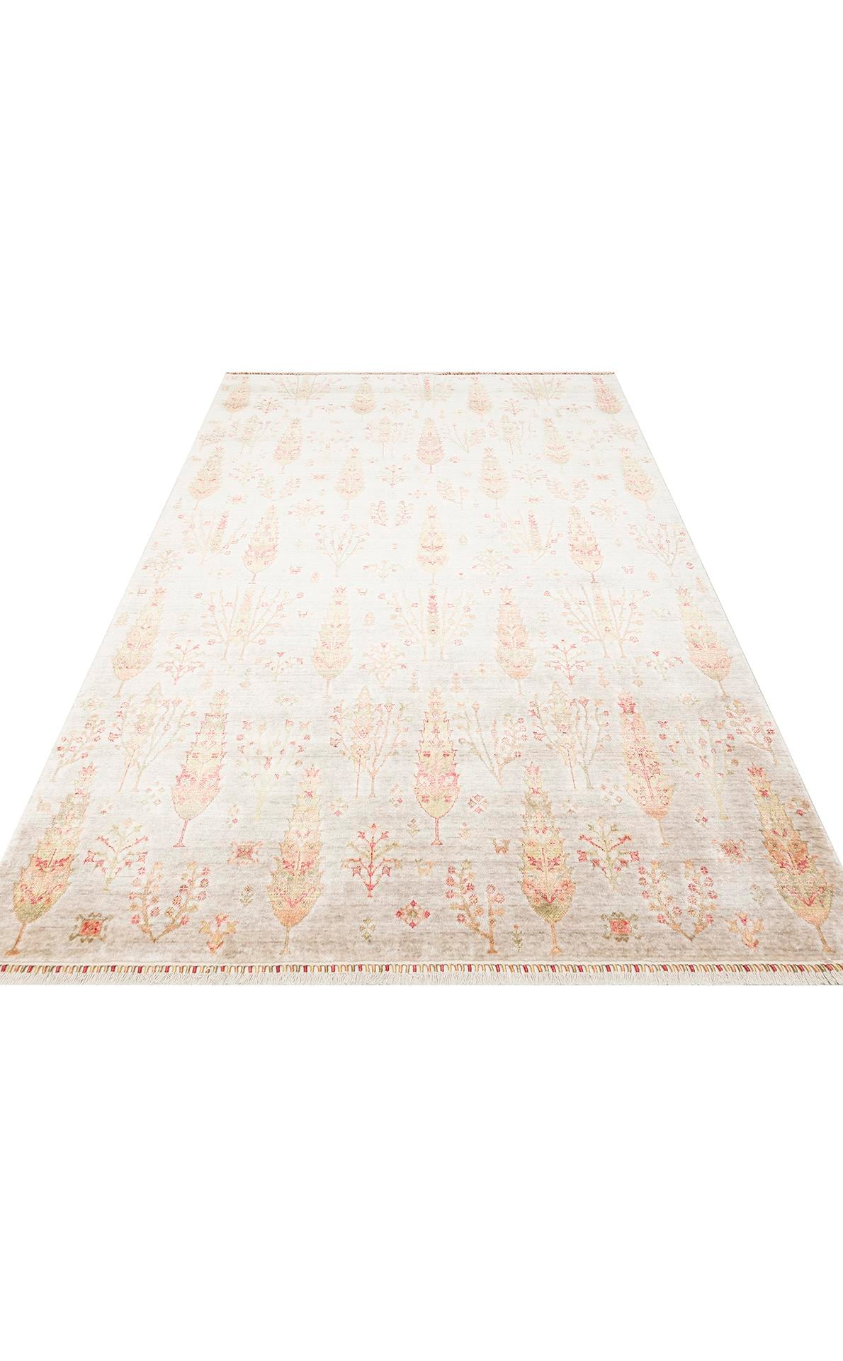 ZARA ZR 08 BEIGE AUTUMN  Otantik Desenli Özel Hav Vermeyen ve Kolay Temizlenebilir Tensel Kullanılarak El Emeği ile Özel Tezgahlarda Üretilen Modern Uşak Halısı
