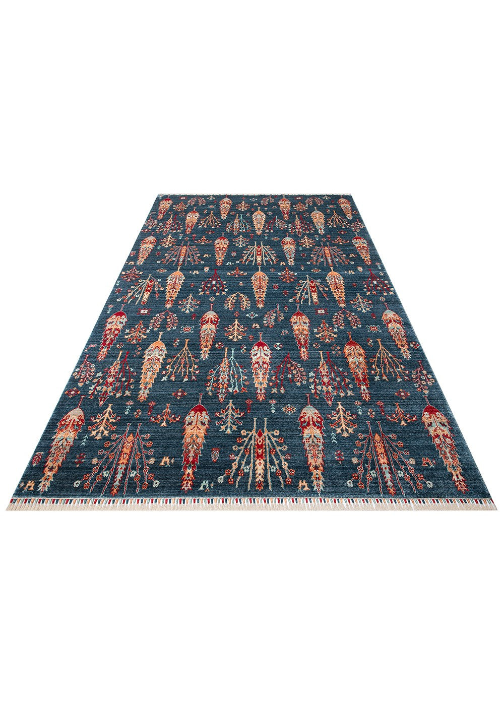 ZARA ZR 08 NAVY TURQUOISE Otantik Desenli Özel Hav Vermeyen ve Kolay Temizlenebilir Tensel Kullanılarak El Emeği ile Özel Tezgahlarda Üretilen Modern Uşak Halısı