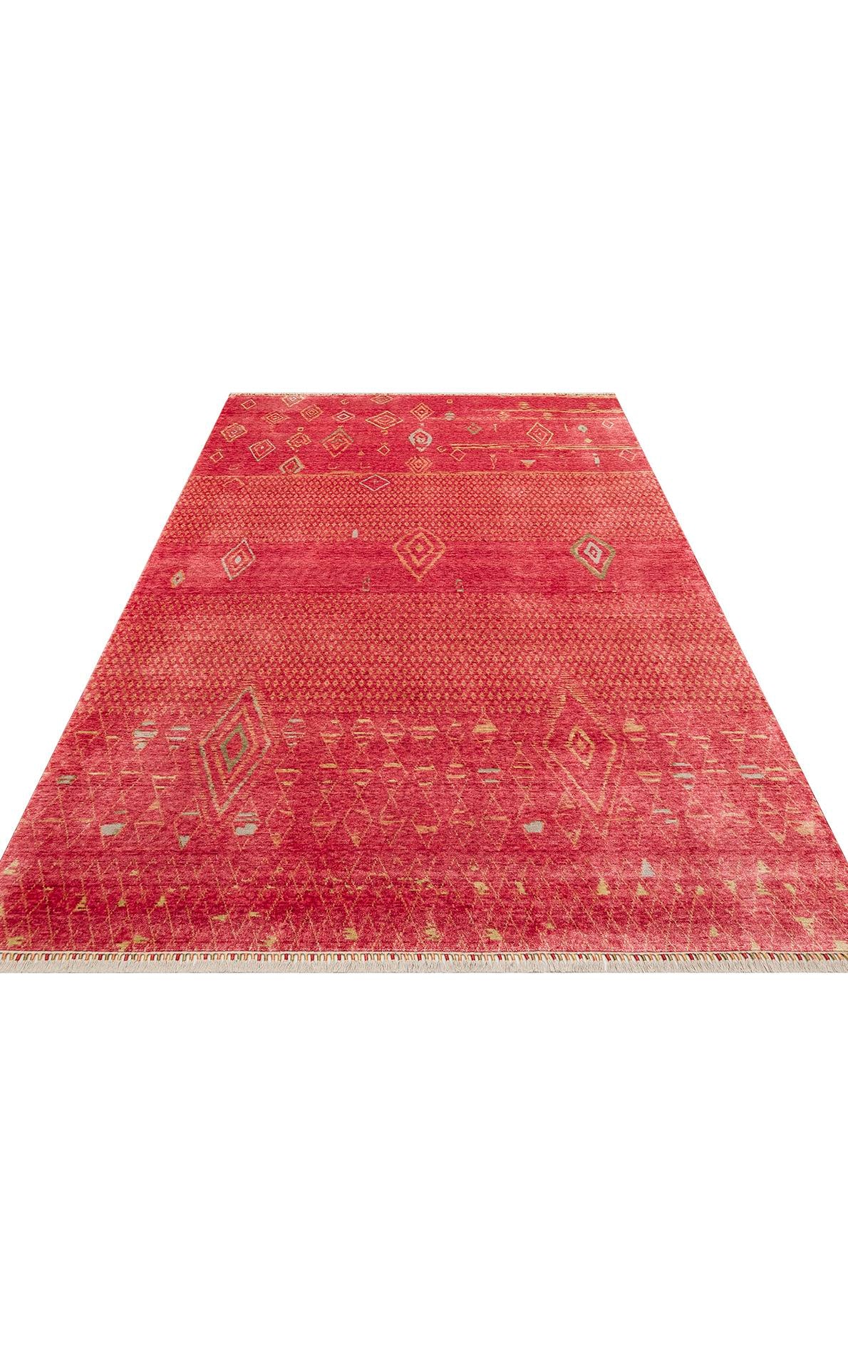 ZARA ZR 15 RED AUTUMN  Otantik Desenli Özel Hav Vermeyen ve Kolay Temizlenebilir Tensel Kullanılarak El Emeği ile Özel Tezgahlarda Üretilen Modern Uşak Halısı